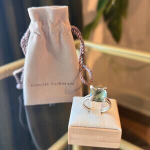 DAVID YURMAN Prasiolite & Diamonds 925 Ring Sz 7.5